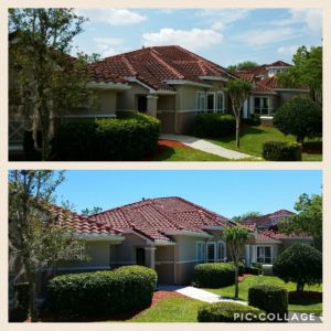 Wilson Exterior Cleaning specializes in a soft wash - low pressure cleaning process that uses a solution to wash away all of the mold, mildew, and dirt from the roof without causing any damage to the roof or granules!