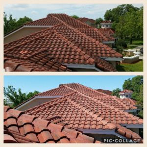Wilson Exterior Cleaning specializes in a soft wash - low pressure cleaning process that uses a solution to wash away all of the mold, mildew, and dirt from the roof without causing any damage to the roof or granules!