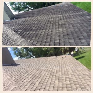 Wilson Exterior Cleaning specializes in a soft wash - low pressure cleaning process that uses a solution to wash away all of the mold, mildew, and dirt from the roof without causing any damage to the roof or granules!