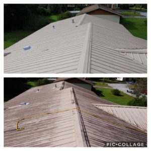 Wilson Exterior Cleaning specializes in a soft wash - low pressure cleaning process that uses a solution to wash away all of the mold, mildew, and dirt from the roof without causing any damage to the roof or granules!