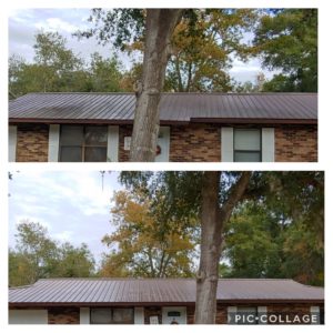 Wilson Exterior Cleaning specializes in a soft wash - low pressure cleaning process that uses a solution to wash away all of the mold, mildew, and dirt from the roof without causing any damage to the roof or granules!