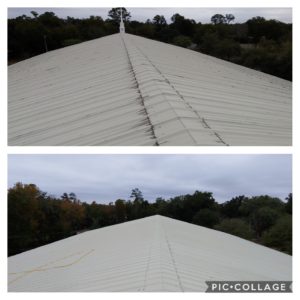 Wilson Exterior Cleaning specializes in a soft wash - low pressure cleaning process that uses a solution to wash away all of the mold, mildew, and dirt from the roof without causing any damage to the roof or granules!