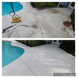 Don’t let dirt, mold, mildew, algae, and stains take away from relaxing by the pool! Call Wilson Exterior Cleaning today for a free estimate of our pool deck pressure cleaning services. We can clean all pool deck surfaces and screens and leave your pool deck looking brand new!