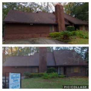 Wilson Exterior Cleaning specializes in a soft wash - low pressure cleaning process that uses a solution to wash away all of the mold, mildew, and dirt from the roof without causing any damage to the roof or granules!