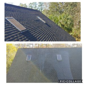 Wilson Exterior Cleaning specializes in a soft wash - low pressure cleaning process that uses a solution to wash away all of the mold, mildew, and dirt from the roof without causing any damage to the roof or granules!