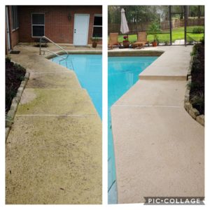Don’t let dirt, mold, mildew, algae, and stains take away from relaxing by the pool! Call Wilson Exterior Cleaning today for a free estimate of our pool deck pressure cleaning services. We can clean all pool deck surfaces and screens and leave your pool deck looking brand new!