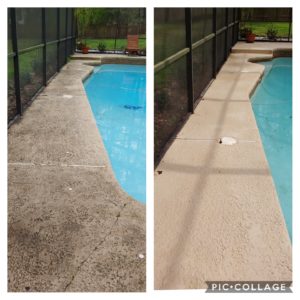 Don’t let dirt, mold, mildew, algae, and stains take away from relaxing by the pool! Call Wilson Exterior Cleaning today for a free estimate of our pool deck pressure cleaning services. We can clean all pool deck surfaces and screens and leave your pool deck looking brand new!