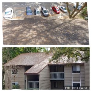 Wilson Exterior Cleaning specializes in a soft wash - low pressure cleaning process that uses a solution to wash away all of the mold, mildew, and dirt from the roof without causing any damage to the roof or granules!