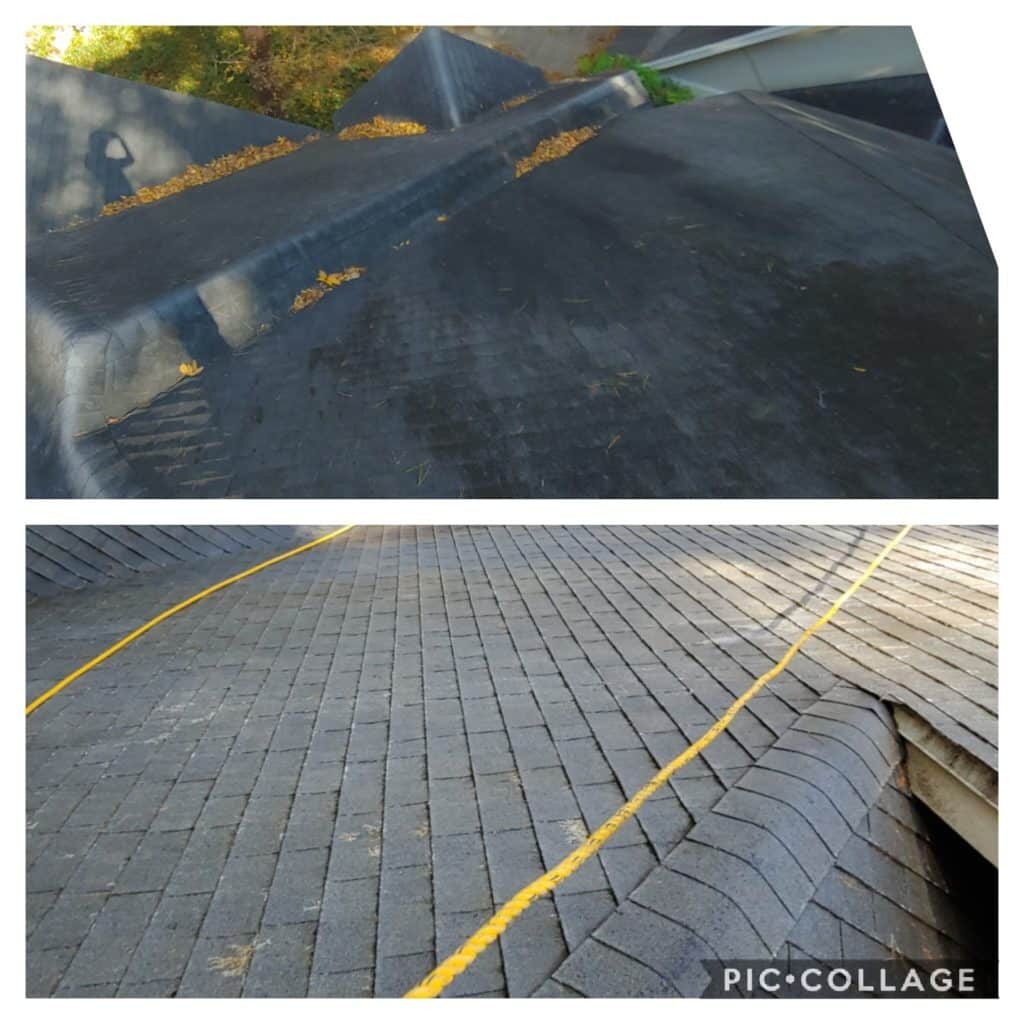 Wilson Exterior Cleaning specializes in a soft wash - low pressure cleaning process that uses a solution to wash away all of the mold, mildew, and dirt from the roof without causing any damage to the roof or granules!